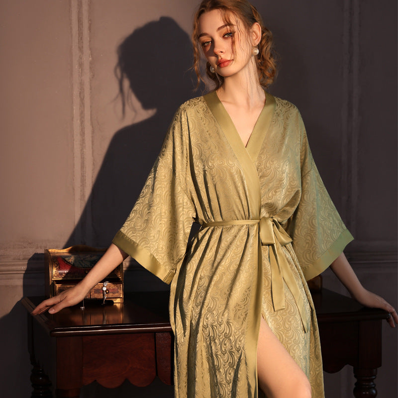 Jacquard robe made of ice silk, high-end satin home wear – Daydream